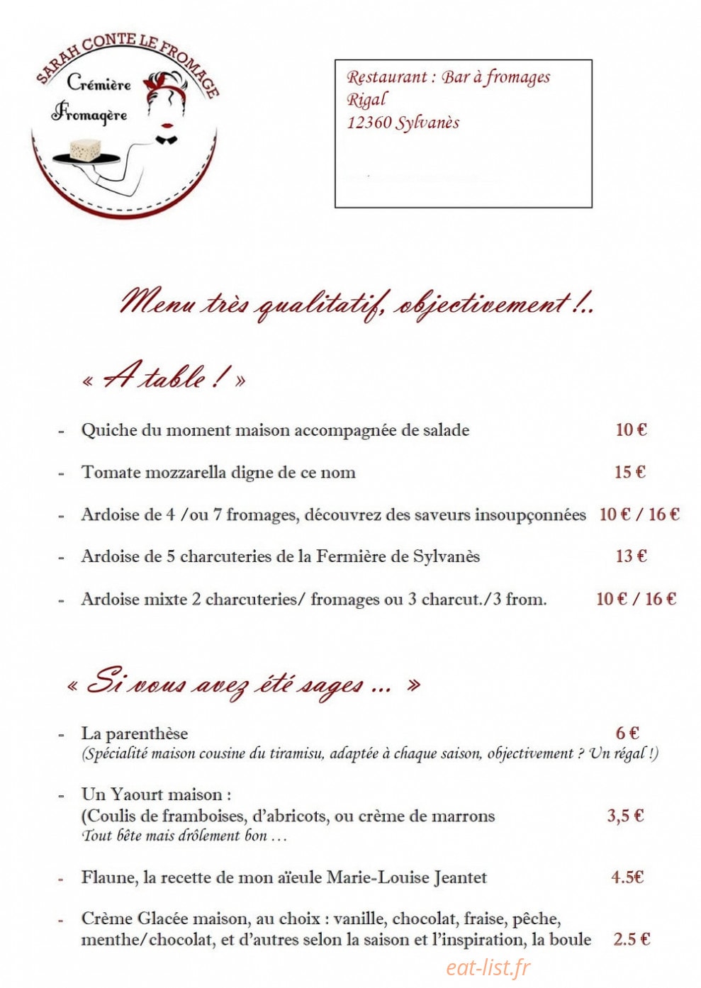 Sarah conte le fromage — carte page 1