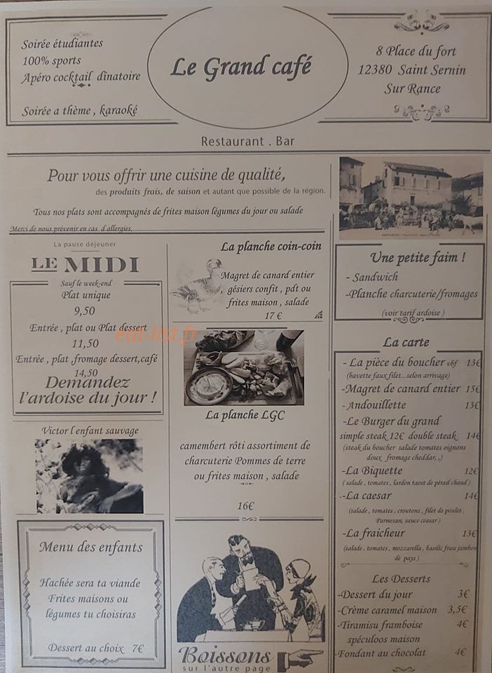 Le Grand Café — carte page 1