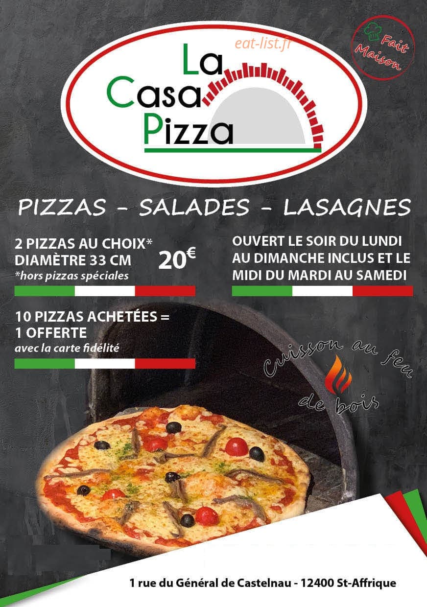 La Casa Pizza 12 — carte page 1
