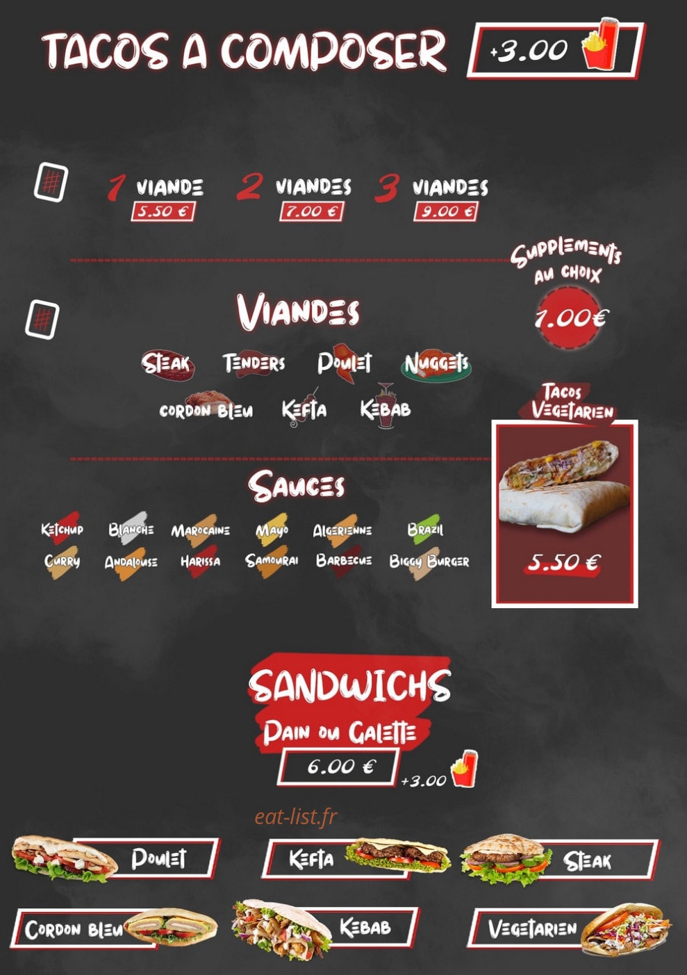 Seven Tacos — carte page 1