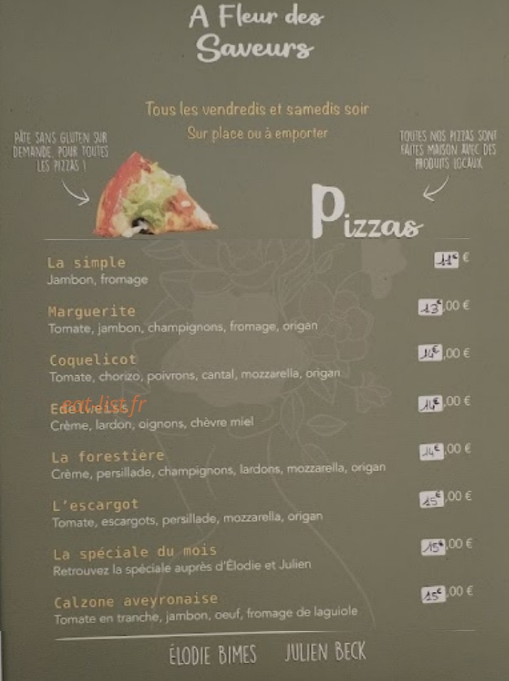 À fleur des Saveurs — carte page 1