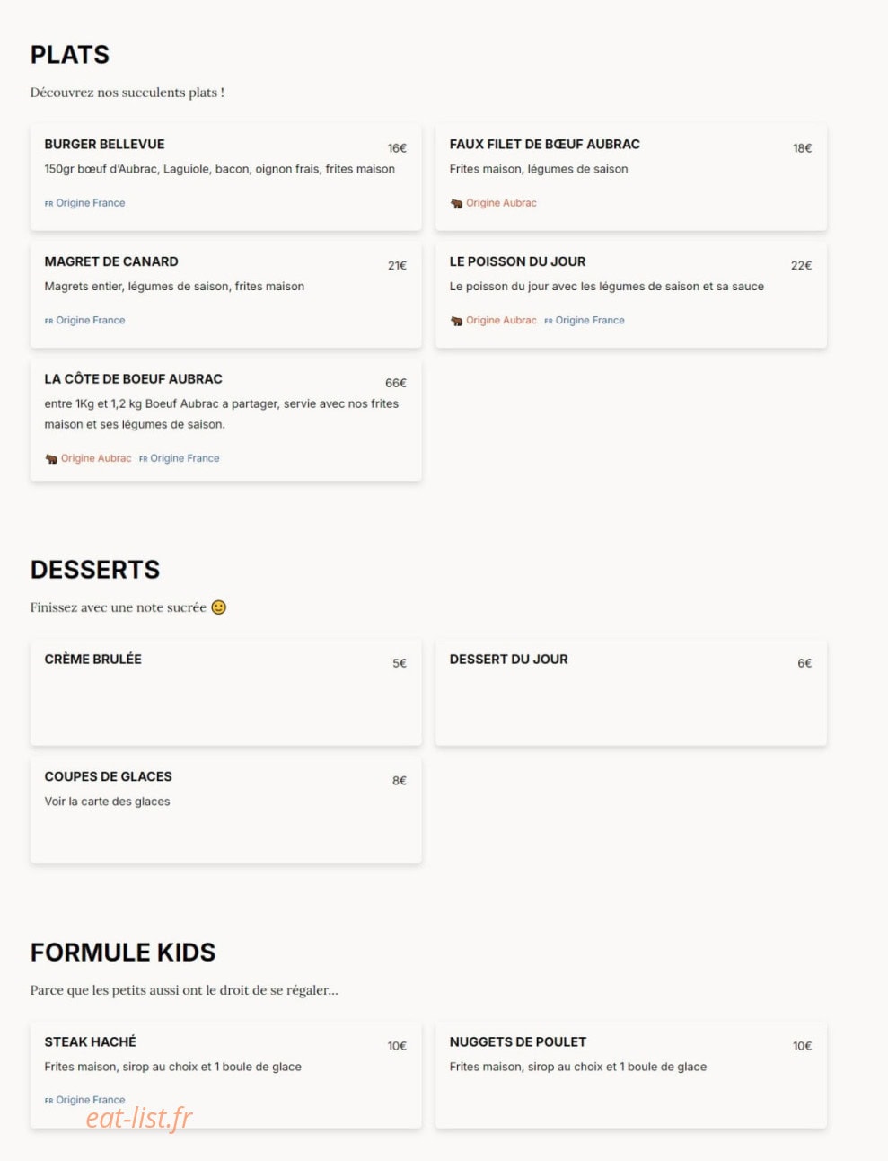 Le Bellevue — carte page 2