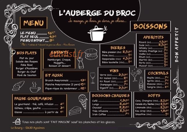 L'Auberge du Broc — carte page 3