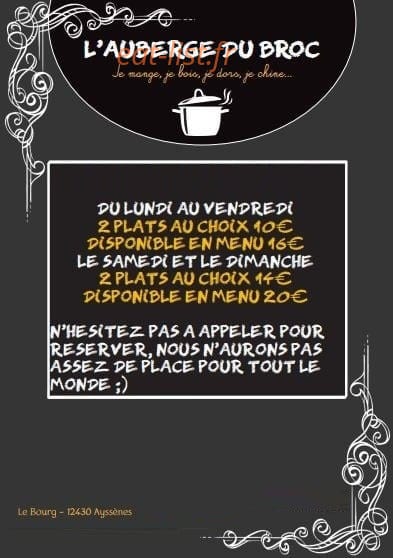 L'Auberge du Broc — carte page 2