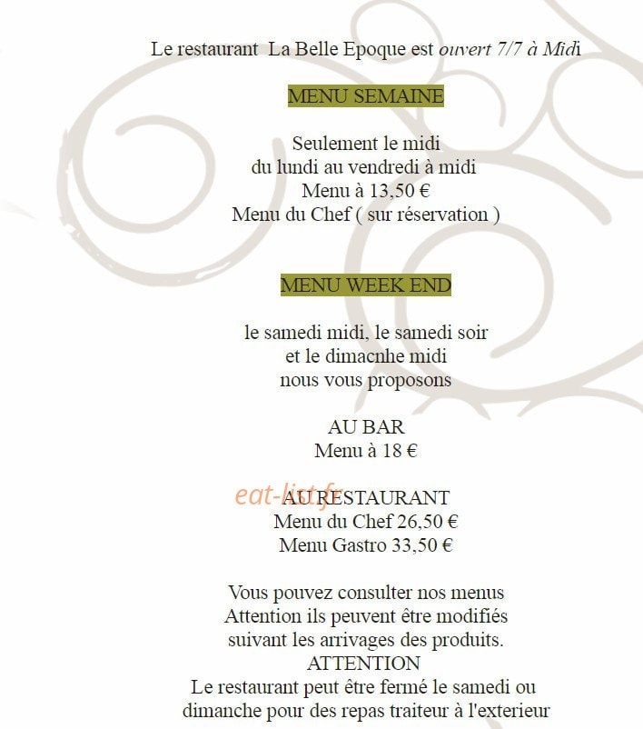 La belle époque — carte page 1