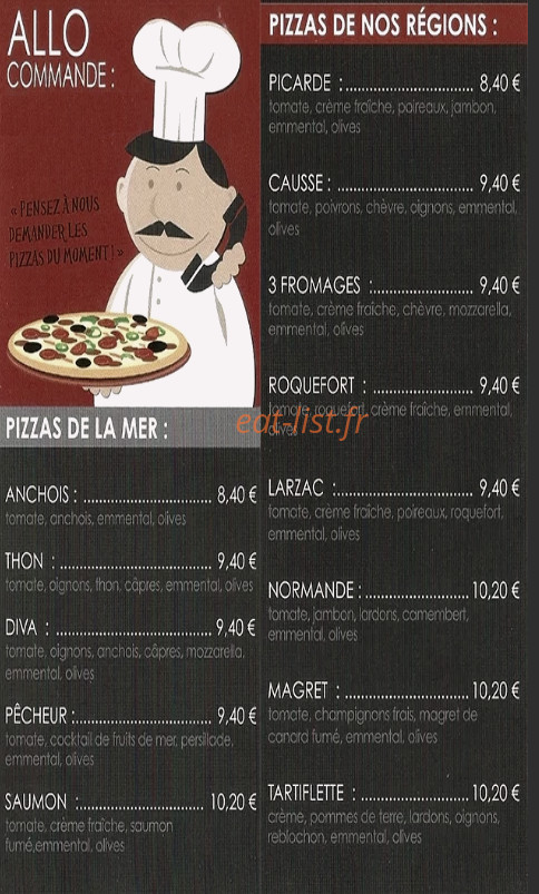 Prim pizza — carte page 1