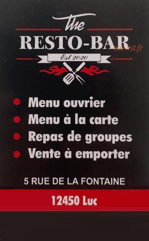 The Resto Bar — carte page 1