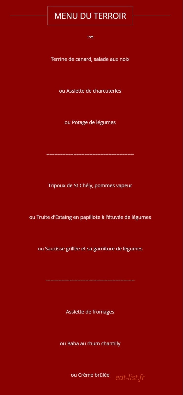 Restaurant des Voyageurs — carte page 2