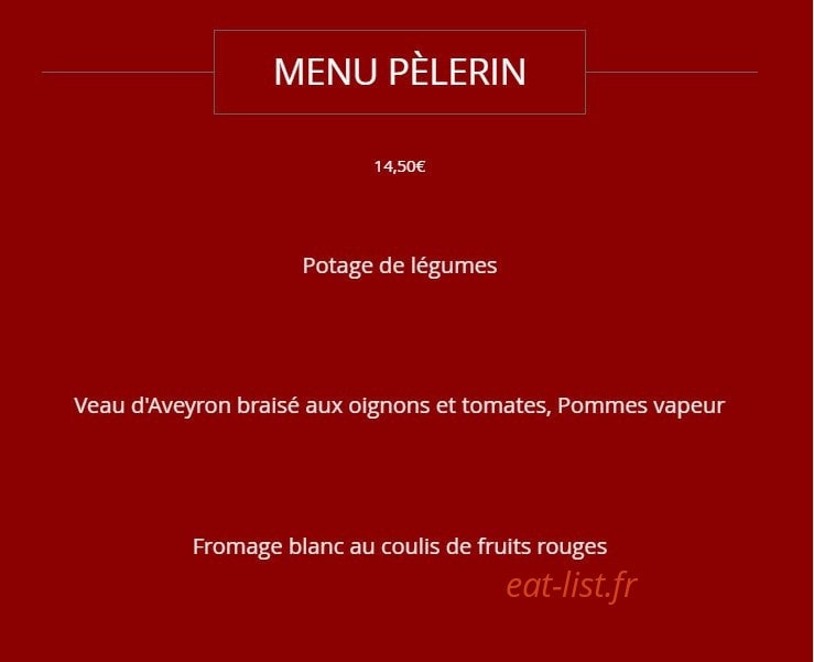 Restaurant des Voyageurs — carte page 1