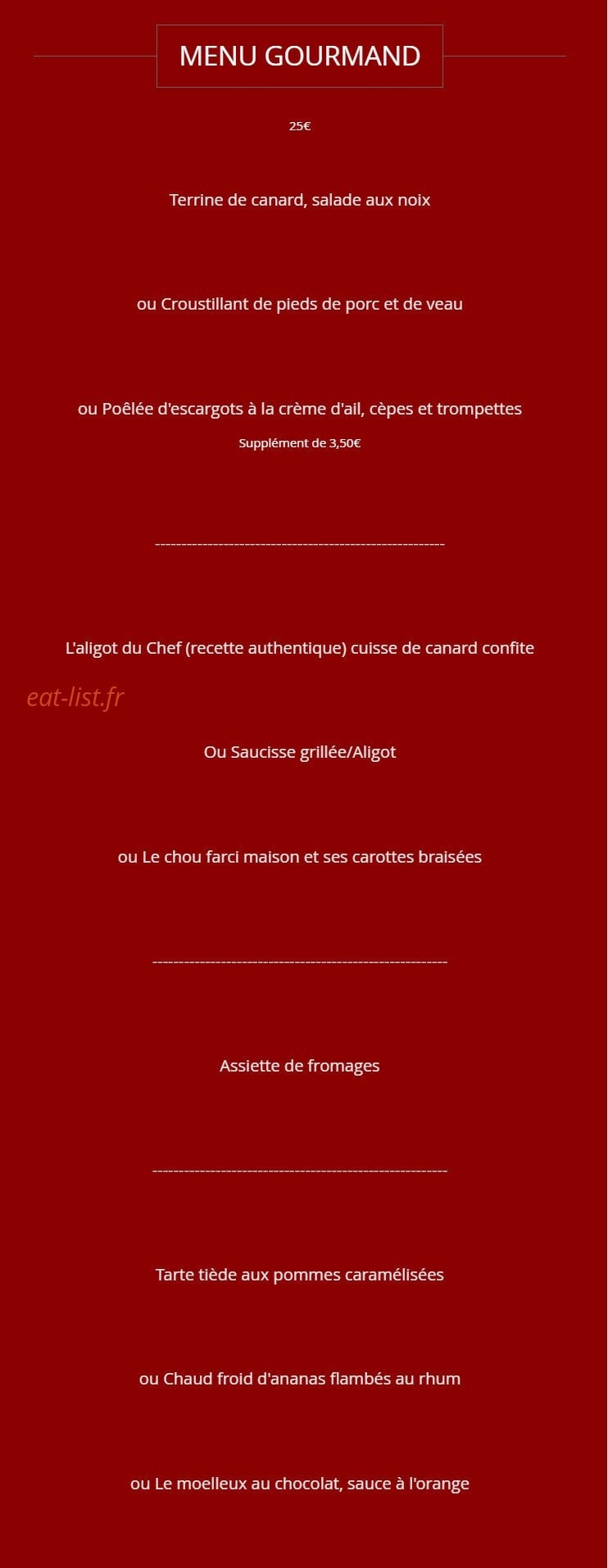 Restaurant des Voyageurs — carte page 3