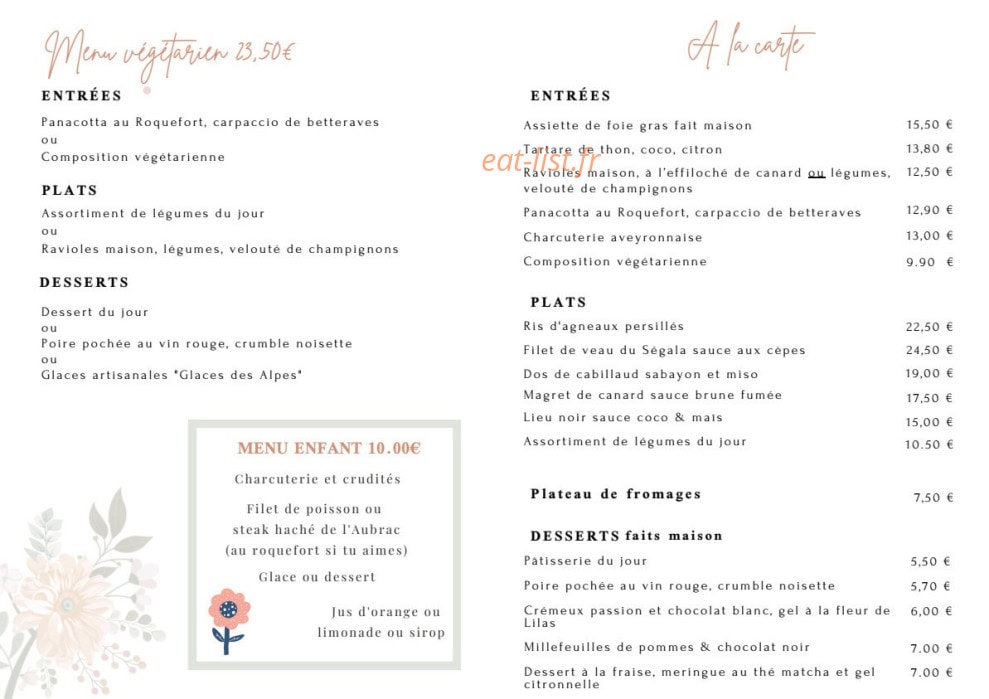 Le Relays du Chasteau — carte page 1