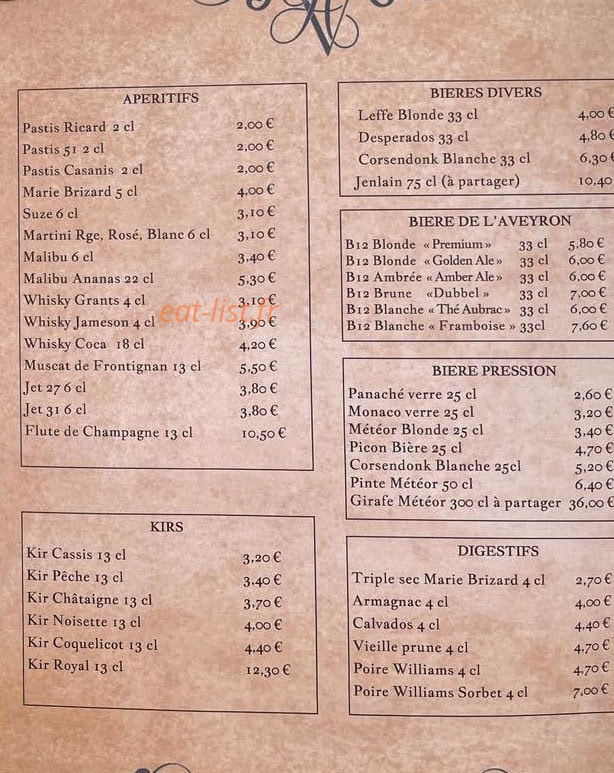 Auberge de la Valette — carte page 2