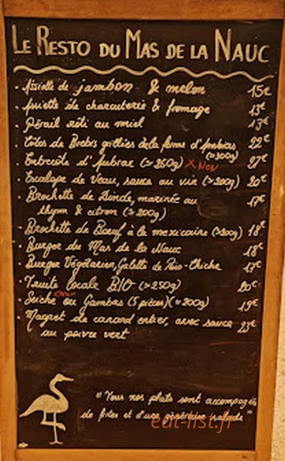 Le Resto du Mas de la Nauc — carte page 1