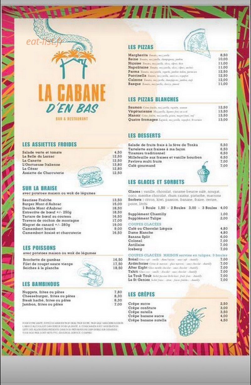 La Cabane d'en bas — carte page 1