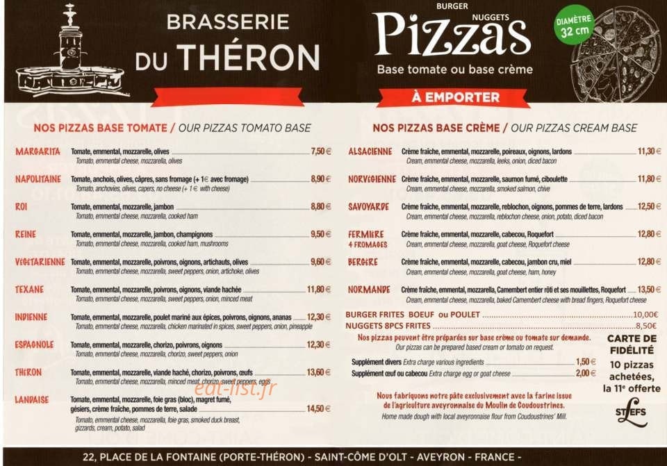 Brasserie du Theron — carte page 1