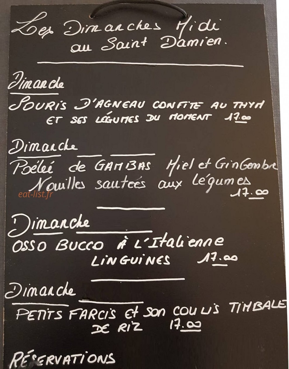 Le Saint Damien — carte page 1