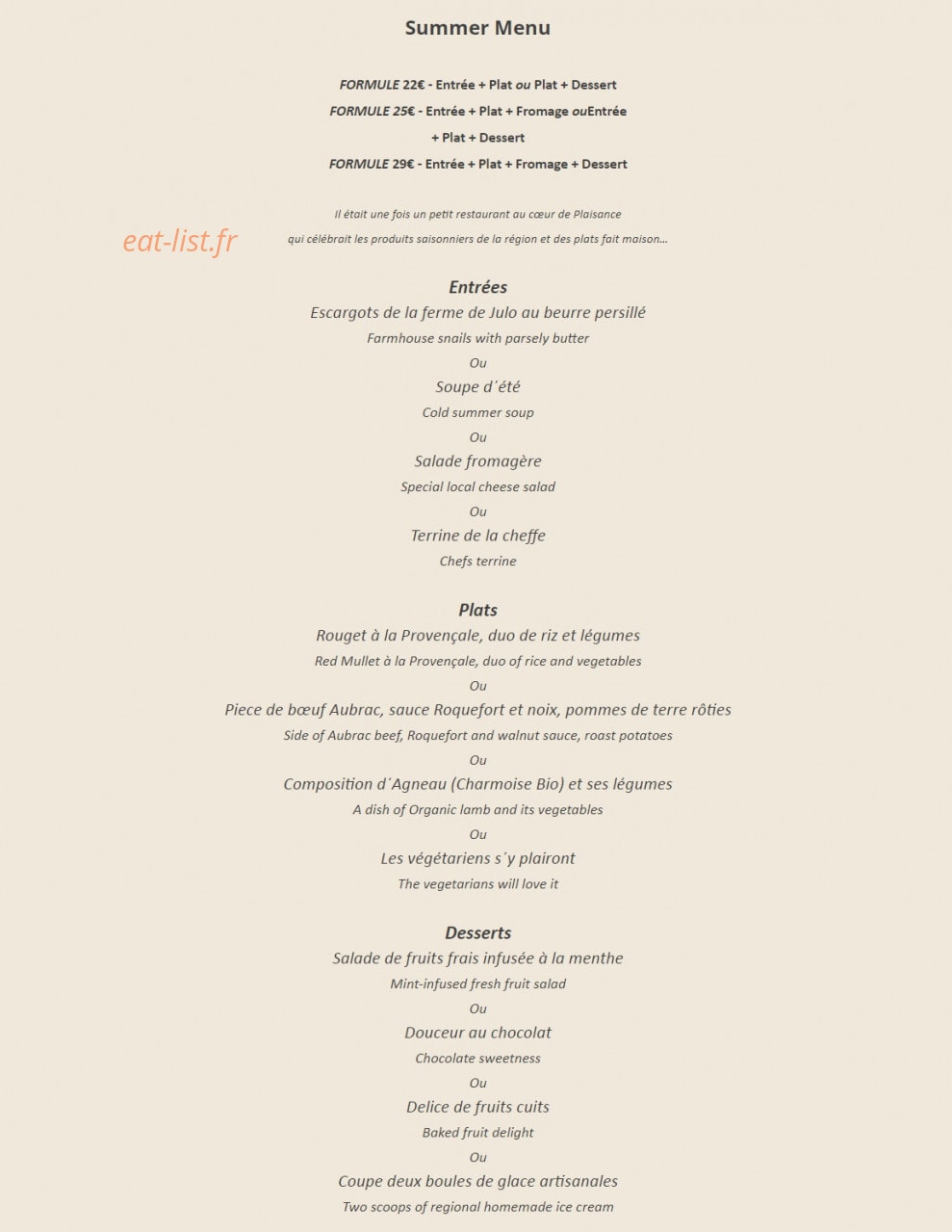 Les Magnolias — carte page 1