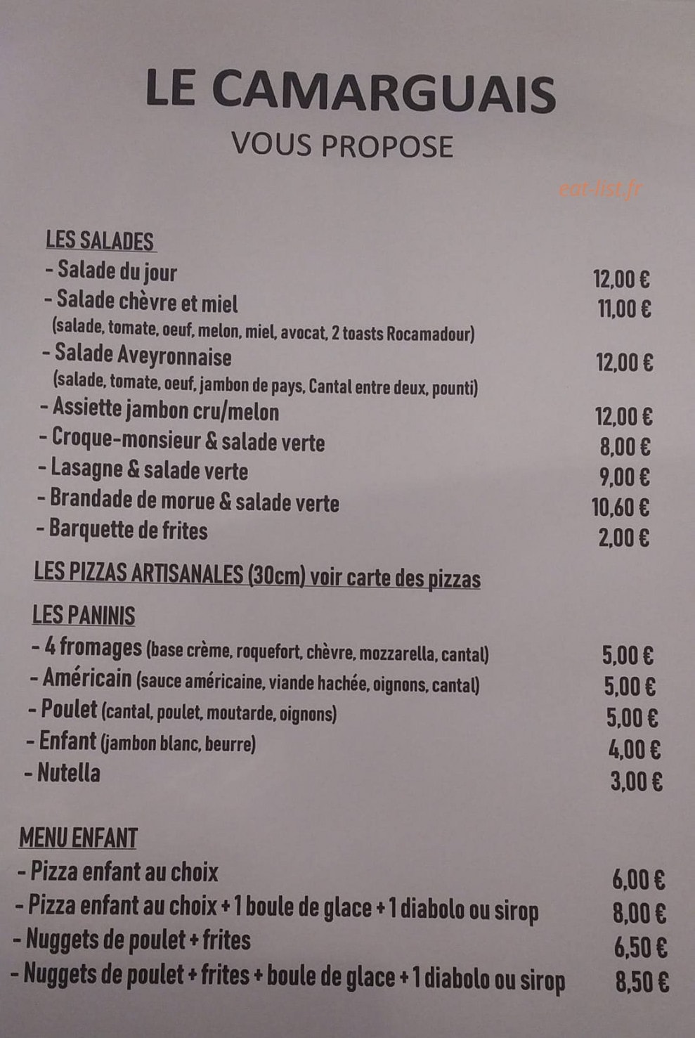 Le Camarguais — carte page 1