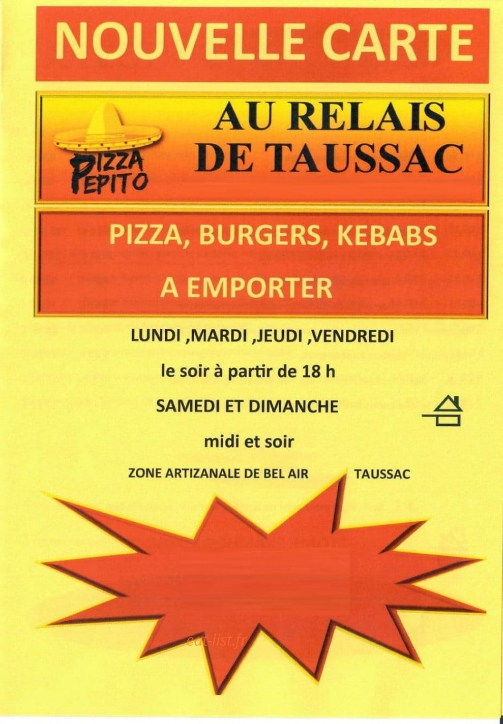 Au Relais De Taussac — carte page 1