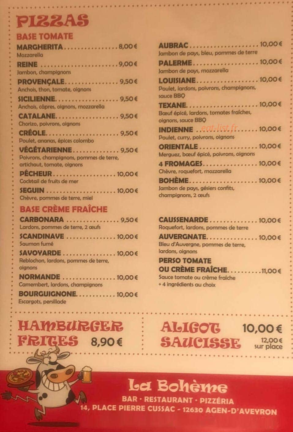 La Bohème — carte page 1