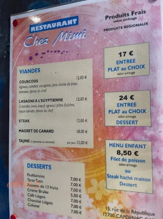 Chez mimi — carte page 1