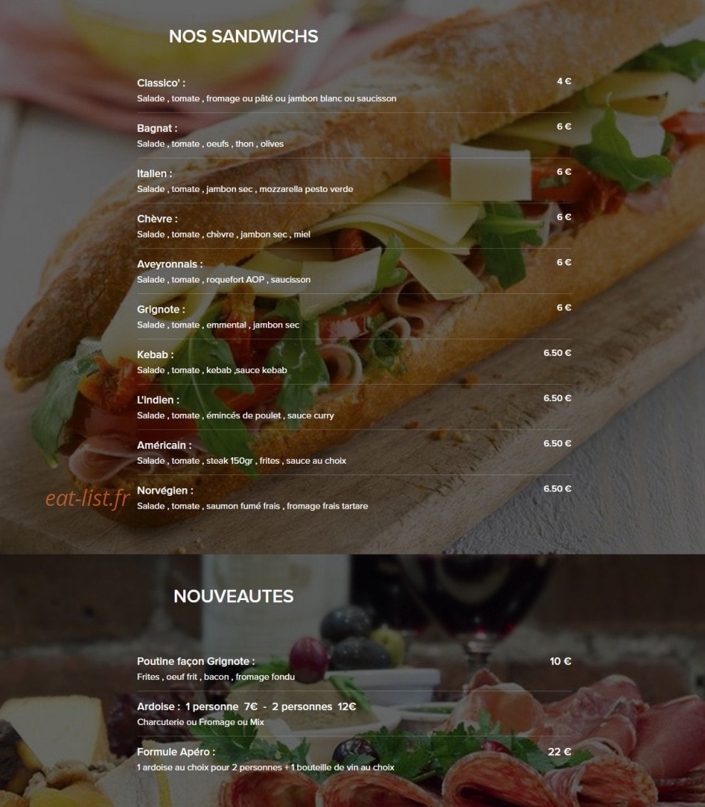 La Grignote — carte page 3