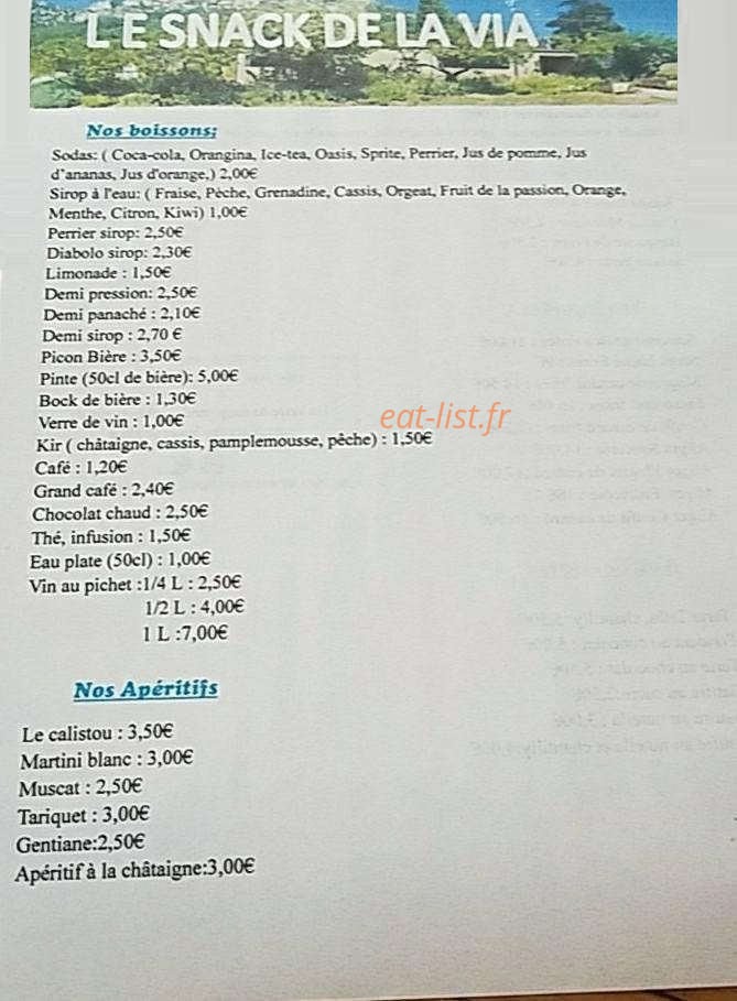 Snack de la via — carte page 1