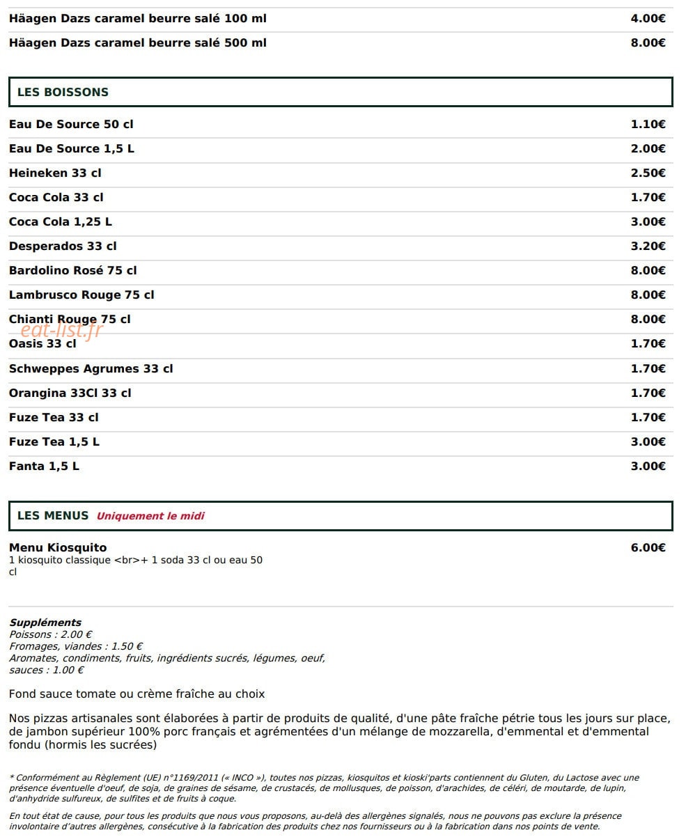 Le Kiosque à Pizzas — carte page 5