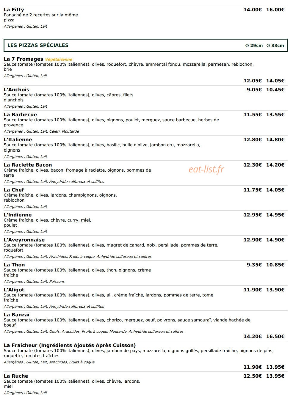 Le Kiosque à Pizzas — carte page 3