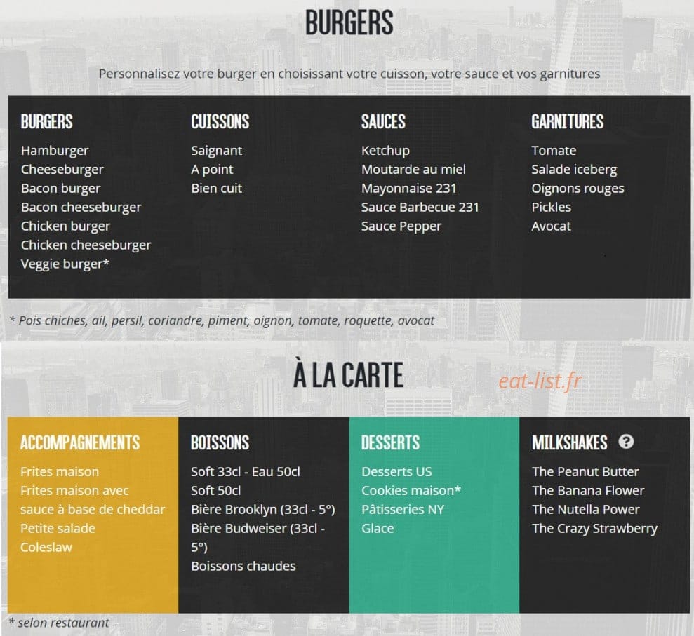 231 East — carte page 2