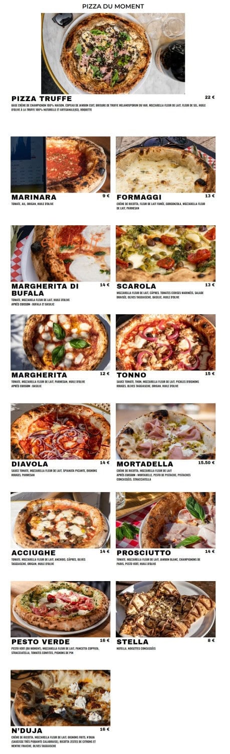 500 Degrés Pizza — carte page 1