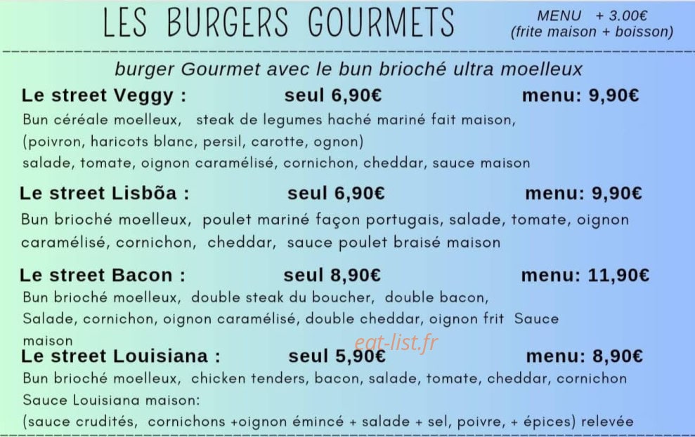 Be'Street Burger — carte page 4