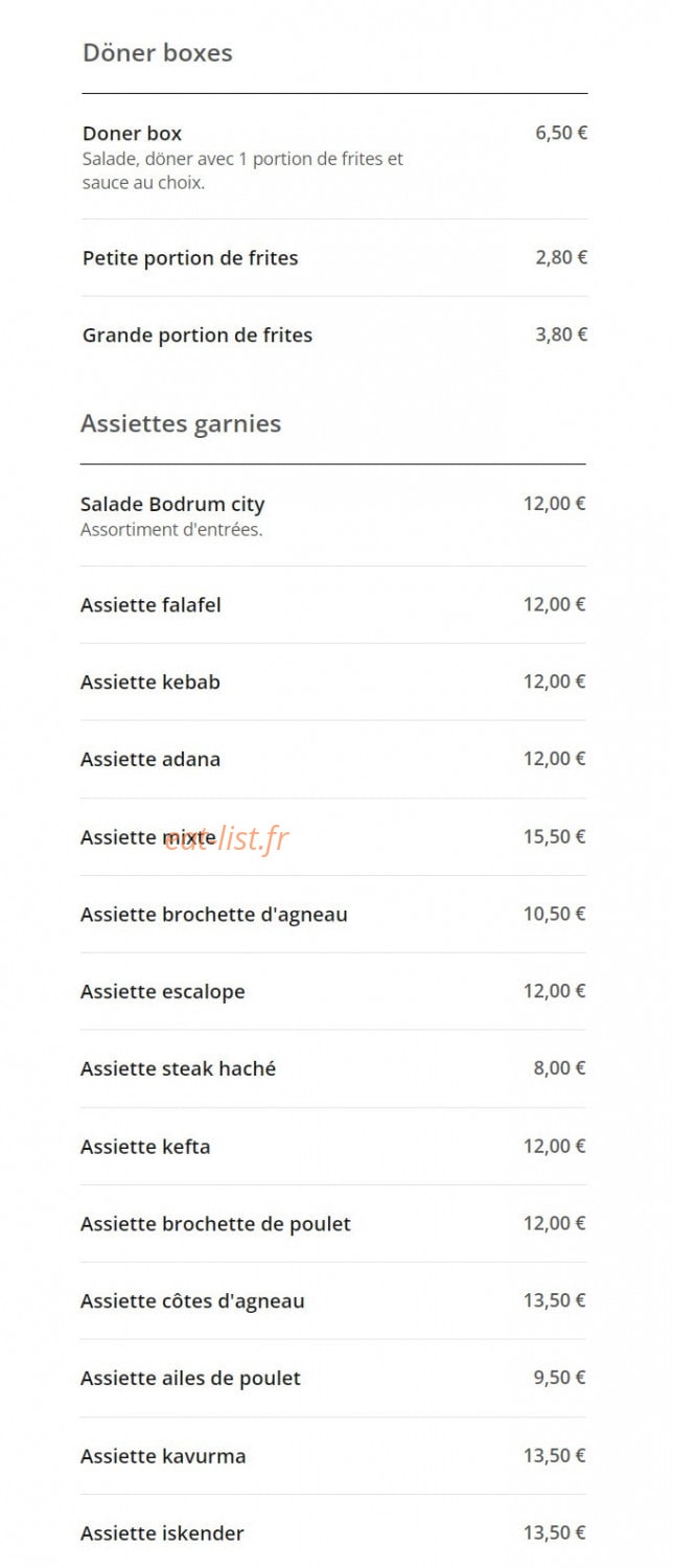 Bodrum City Kebab — carte page 2