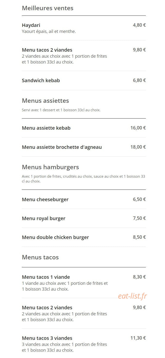 Bodrum City Kebab — carte page 1