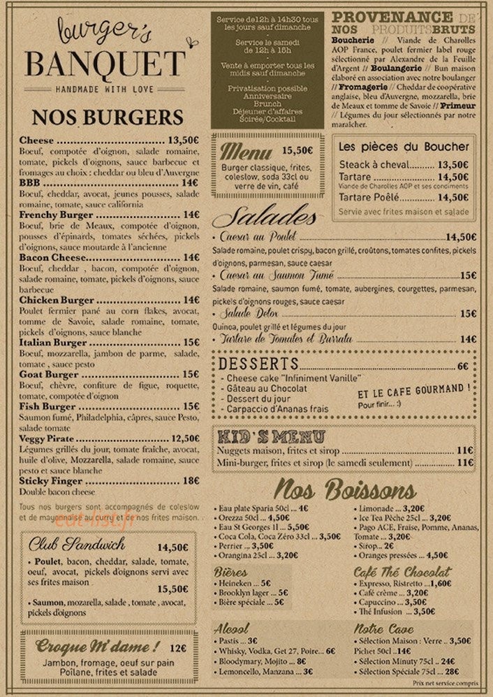 Burger's Banquet — carte page 2