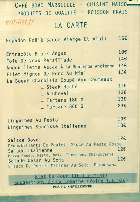 Café Bovo — carte page 2