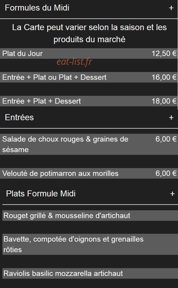Café Du Tailleur — carte page 1