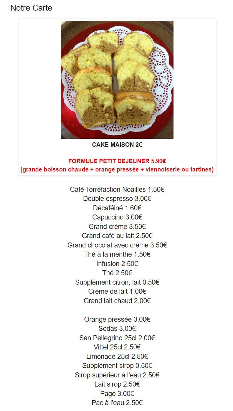 Café Prinder — carte page 1