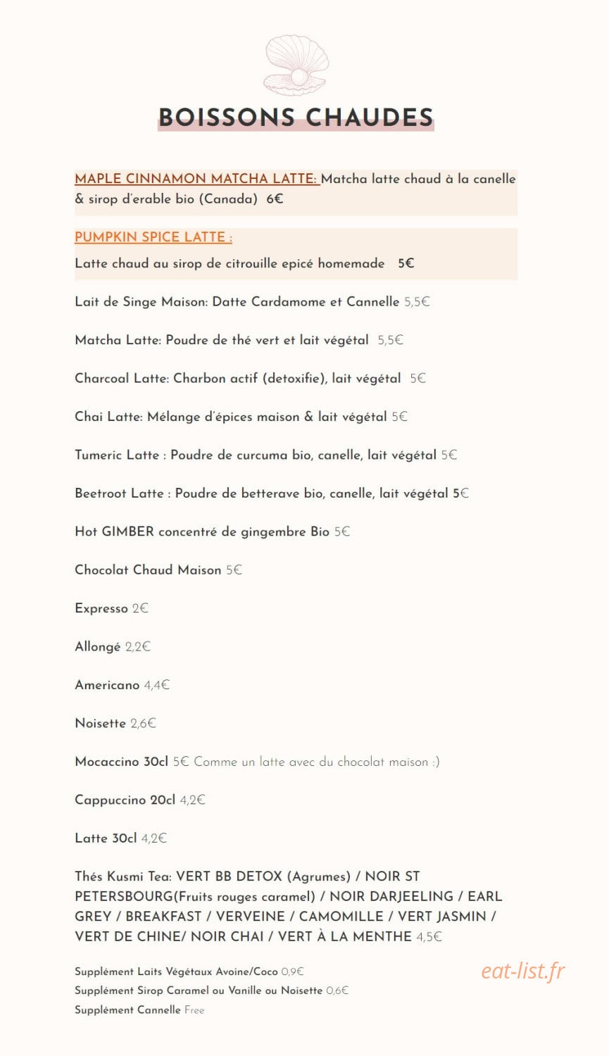 Cali Kitchen — carte page 6