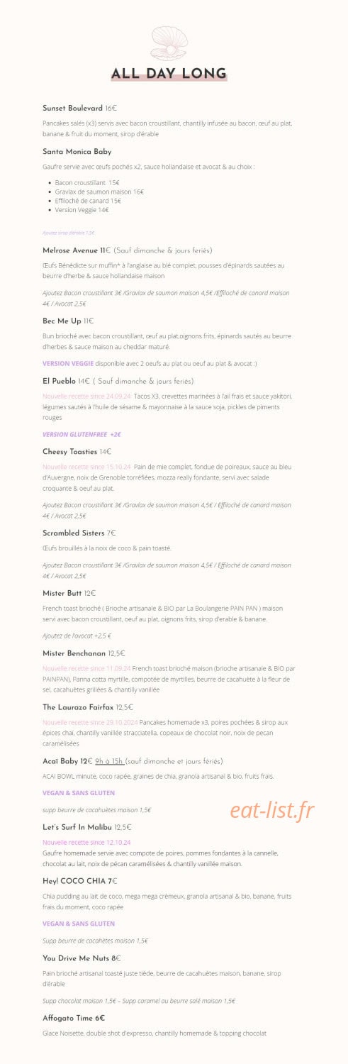 Cali Kitchen — carte page 2