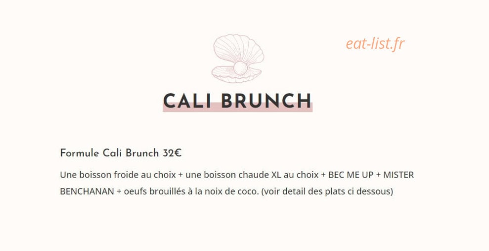 Cali Kitchen — carte page 1