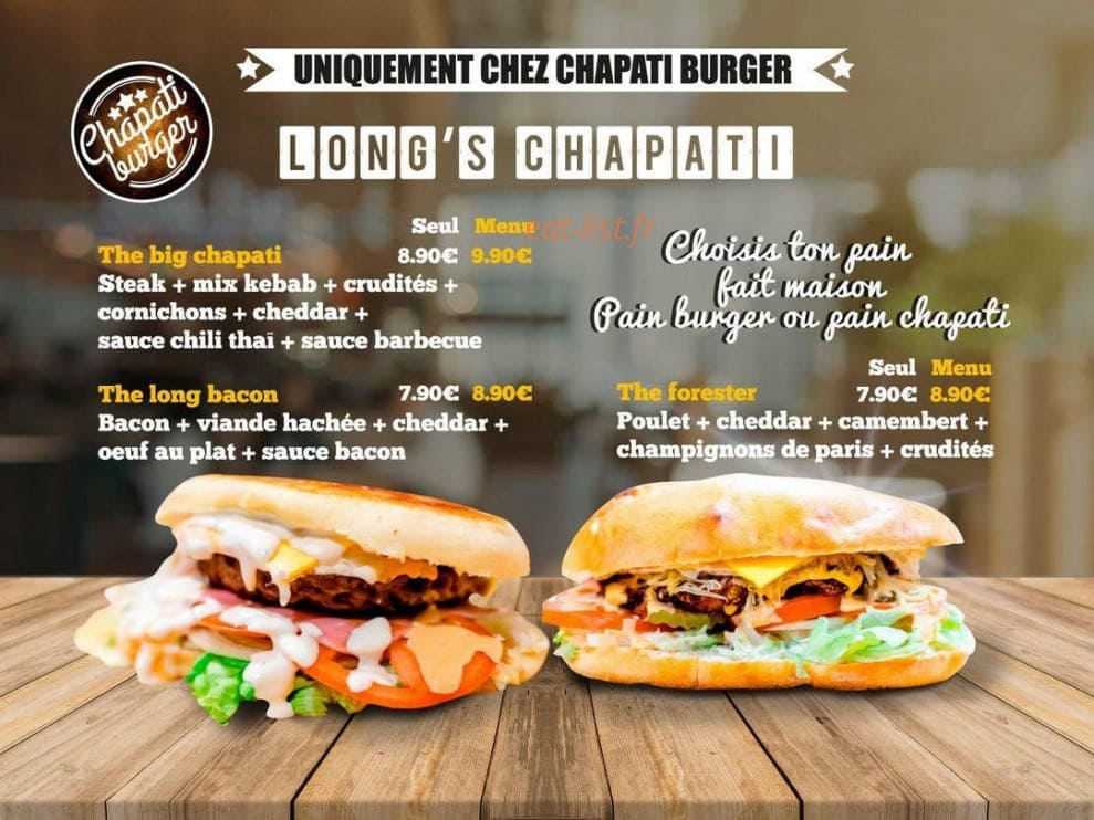 Chapati burger — carte page 3