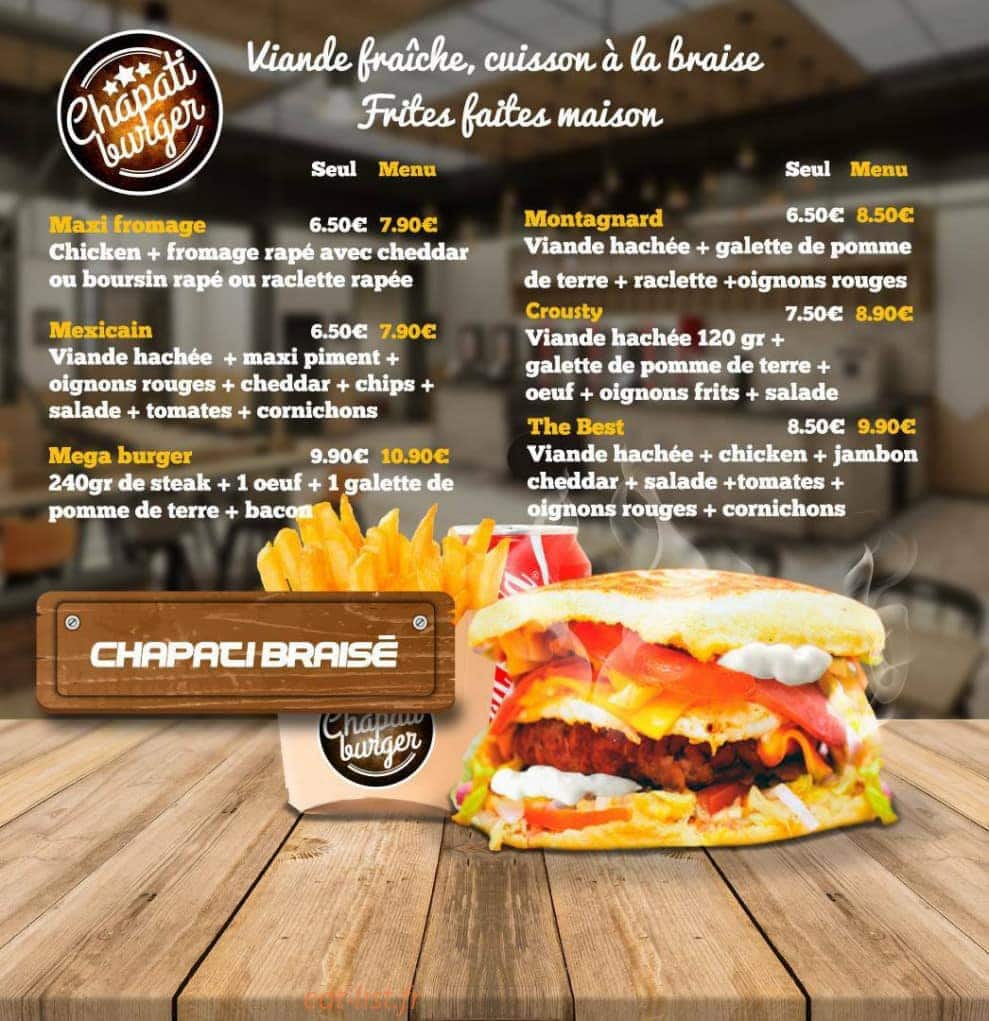 Chapati burger — carte page 2