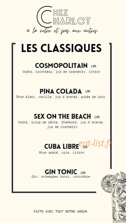 Chez Charlot — carte page 6