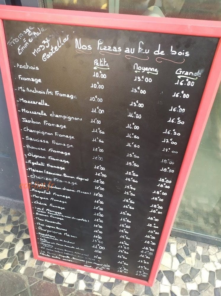 Chez Noel Pizzeria — carte page 1