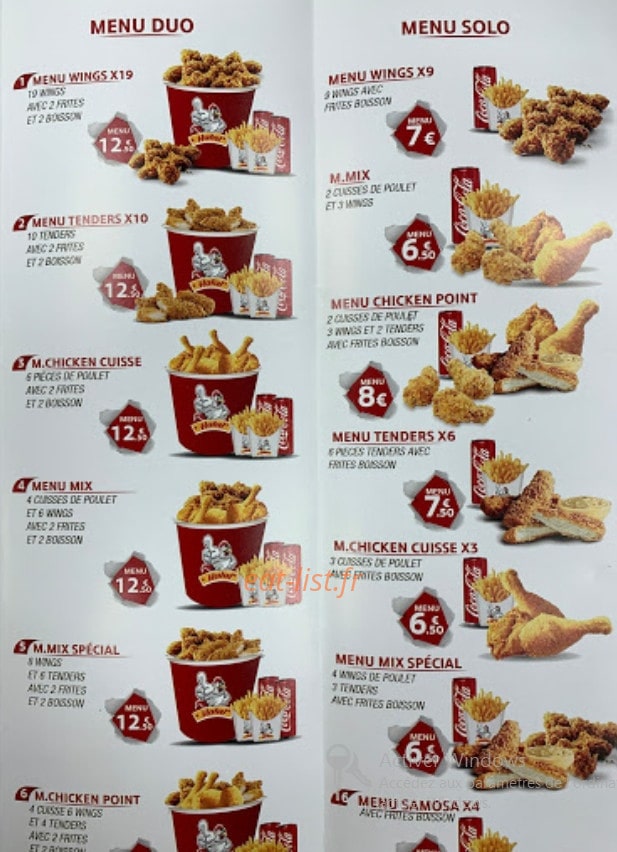 Chicken point — carte page 3