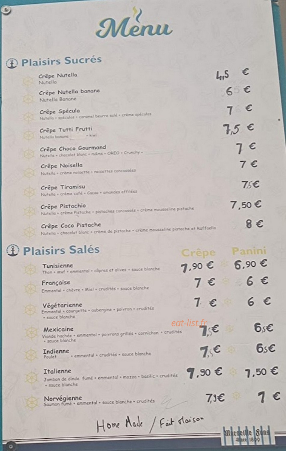 Delices du port — carte page 1