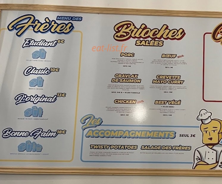 Frères Brioche — carte page 1