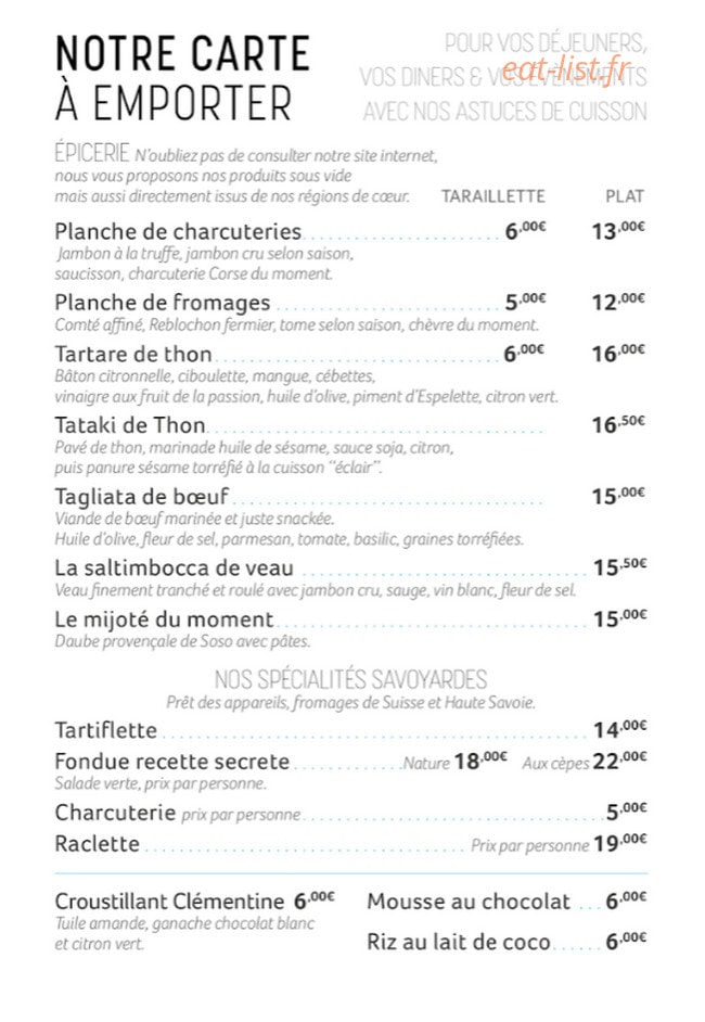 Go Bistro — carte page 1