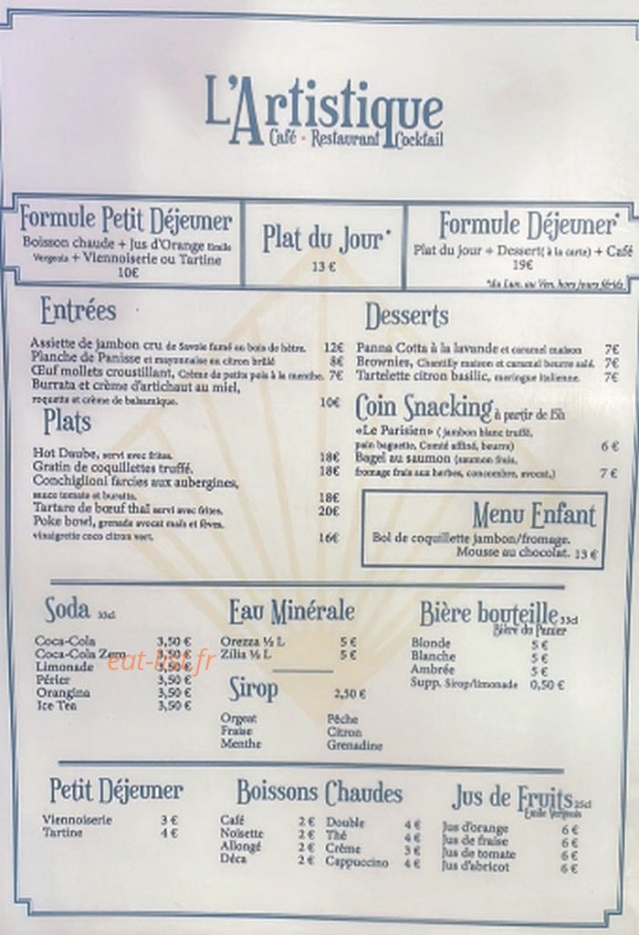 L’Artistique — carte page 1